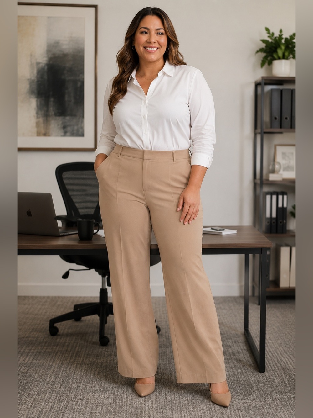 NWOT Studio by Torrid Camel Stretch Wide Leg Career Dress Pants 14R - Picture 1 of 9